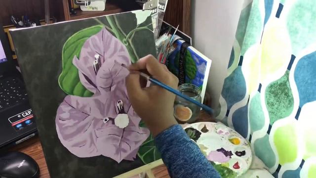 Bougainvillea Painting | Acrylic on Canvas смотреть онлайн