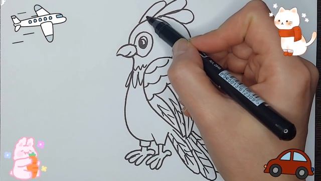 РИСУЕМ МАРКЕРАМИ ПТИЧКУ/для срисовки/ рисунки для детей