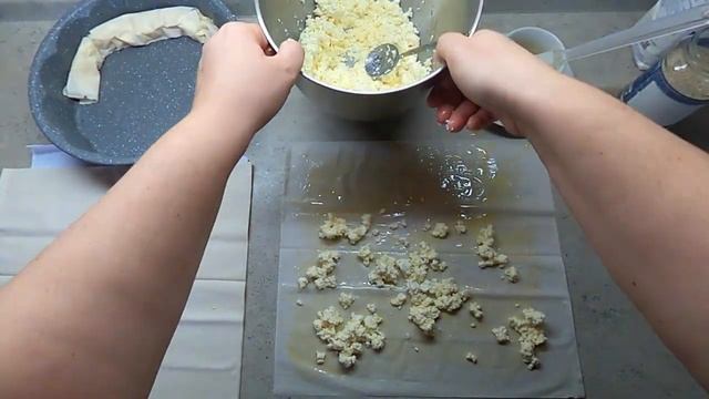 Улитка из теста Фило. Выпечка с творогом.