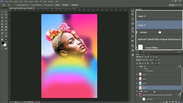 Colorful & Abstract Branding Poster Design in Adobe Photoshop 2020 смотреть онлайн