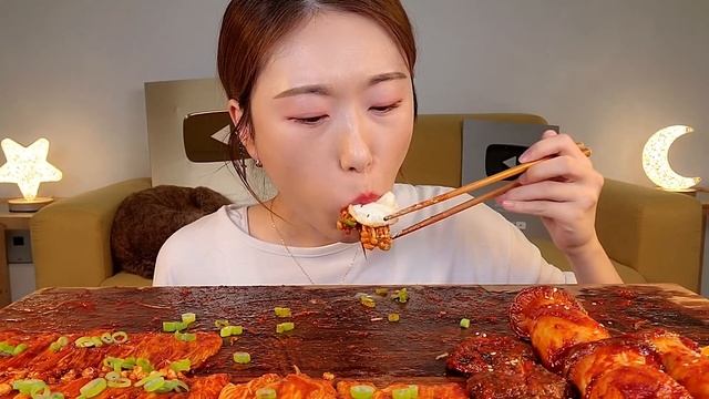 ASMR ? 매운불닭버섯 ? 팽이버섯 새송이버섯 표고버섯 계란 리얼먹방 :) Spicy mushrooms MUKBANG