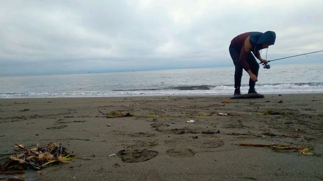 Рыбалка на Камчатке в открытом море с берега. Середина июля. смотреть онлайн