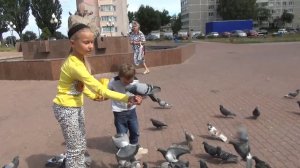 Children and pigeons