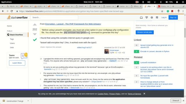 Laravel RuntimeException No application encryption key has been specified. смотреть онлайн