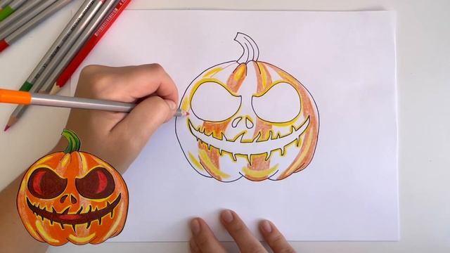 Как рисовать тыкву на Хэллоуин | ? Halloween | Осенние рисунки смотреть онлайн