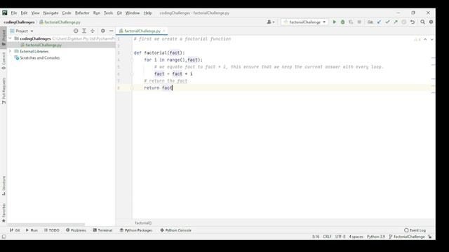 factorial function in python смотреть онлайн