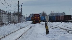 Маневры на Подольском ППЖТ ТГМ4Б-0001 и ТГМ6В-0229.