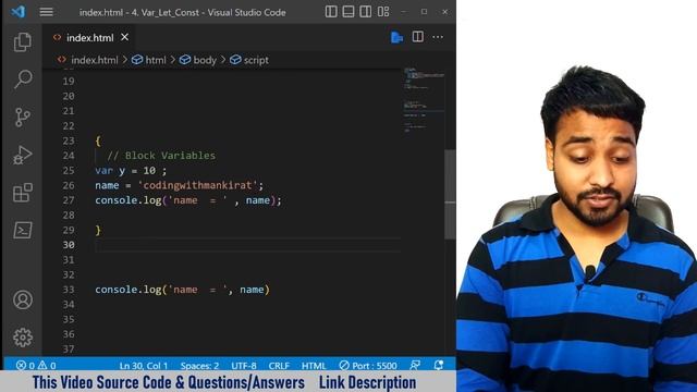 Var Let And Const | Javascript Tutorial In Hindi #4