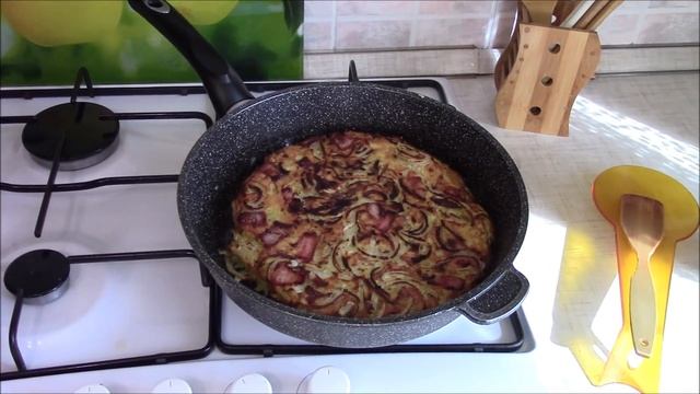 Вкусная картошка на сковороде или картофельная запеканка, или картофельная пицца. смотреть онлайн