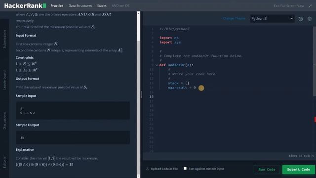 140 - AND xor OR | Stacks | Hackerrank Solution | Python