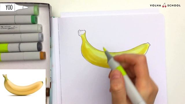Как нарисовать банан? / Урок по рисованию маркерами для новичков #3