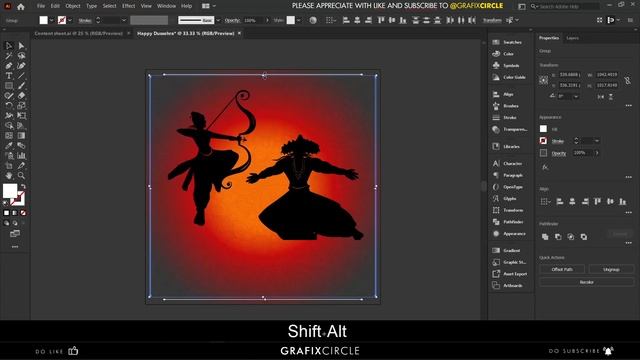 Social media banner design on Happy Dussehra  Greeting post design tutorial - Grafix Circle