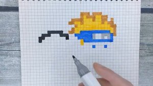 Как нарисовать НАРУТО по клеточкам из аниме / Наруто Узумаки рисунки по клеточкам pixel art