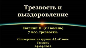 Трезвость и выздоровление. Евгений П. (г. Тюмень). Спикерская АА на группе «Слон», г.Тюмень