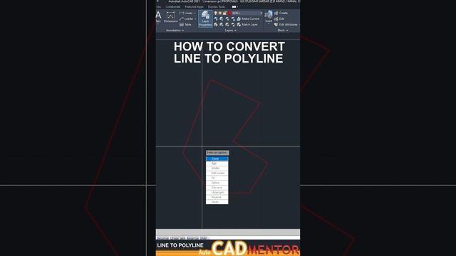 How to convert Line into Polyline #40  AutoCAD tutorial for beginners | AutoCAD basics