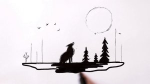 Как нарисовать Волка воющего на Луну