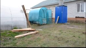 Погрузка мобильной бани в прицеп