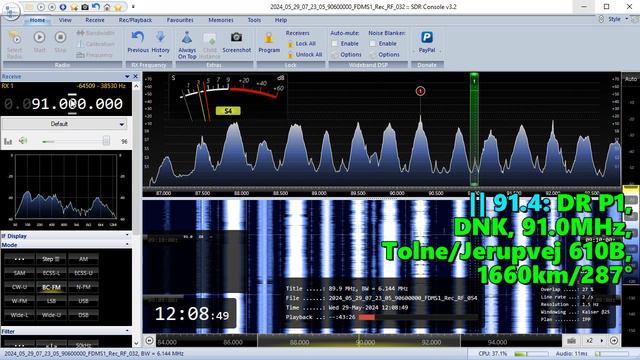 29.05.2024 09:08UTC, [Es], DR P1, Дания, 91.0МГц, 1660км