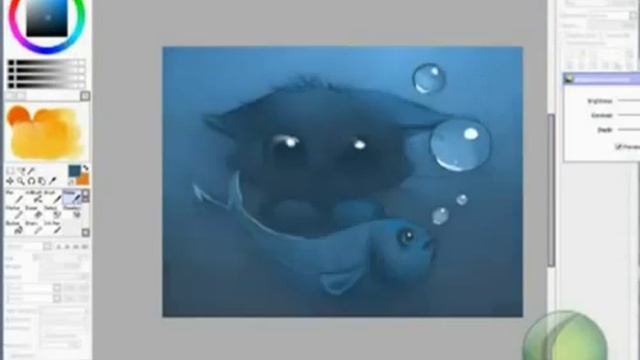 Рисуем милого котика с рыбкой и с Поттерманкой смотреть онлайн