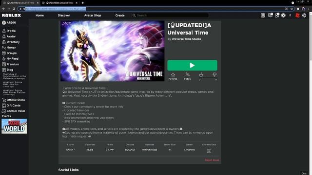 [AUT] FREE VIP SERVER [DON'T WITH CODE], ФИЧА ДЛЯ ПОЛУЧЕНИЯ ПУСТОГО СЕРВЕРА В [A UNIVERSAL TIME] смотреть онлайн