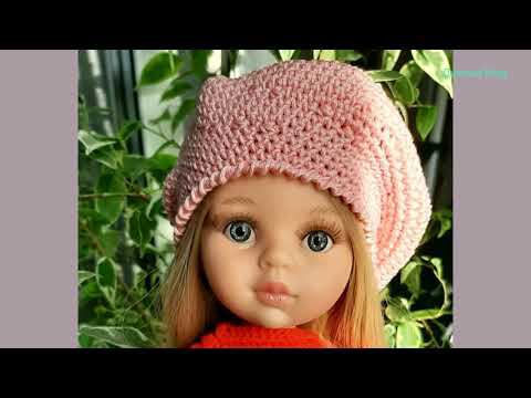 Вязание крючком. Простой берет для куклы Паола Рейна. Попетельный МК