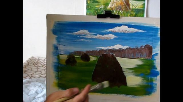 Мастер Класс. Гуашь. Как нарисовать СТОГА СЕНА. Подробный видеоурок. смотреть онлайн