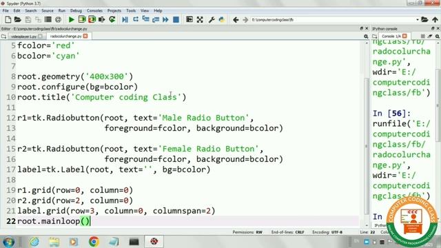 How to Change the Color of a Radio Button on Selection in Tkinter Python | Python Tkinter