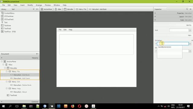 Menu, Menubars And Menu Items in JavaFX FXML