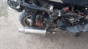 самодельный глушитель из обрезка трыбы.для скутера 150куб