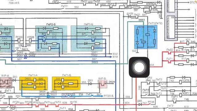 Электровоз ВЛ-11м. Схема первой позиции. Цепь управления. смотреть онлайн