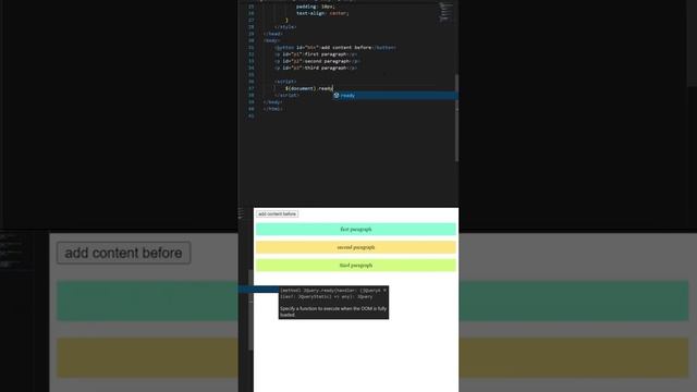 Use of before method in jQuery. #html #coder #coding #newvideo #jquery