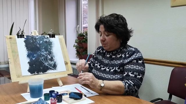 «Зимние узоры» в нетрадиционной технике губкой смотреть онлайн