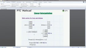 Linear Interpolation in PTC Mathcad Prime