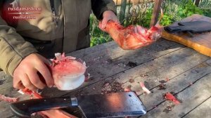 Тест тяпки Мясницкой из стали У8 на лосиной кости. Русский булат