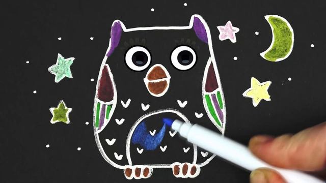 Drawing owl and night for children|Рисование сова для детей|Bolalar uchun boyo'g'li va tunni chizis смотреть онлайн