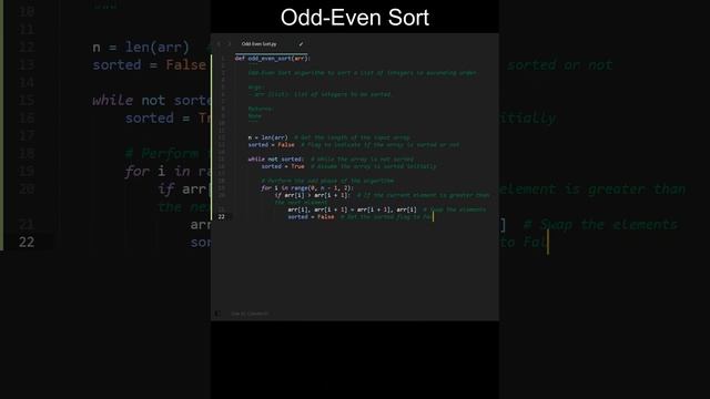 Odd-Even Sort Code in Python | Sorting Algorithms | Python Coding Tutorial | Python Coding Intervie