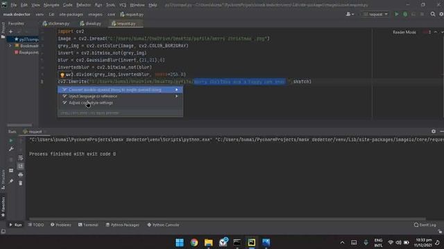 converting a color full image into a sketch in python with opencv or cv2