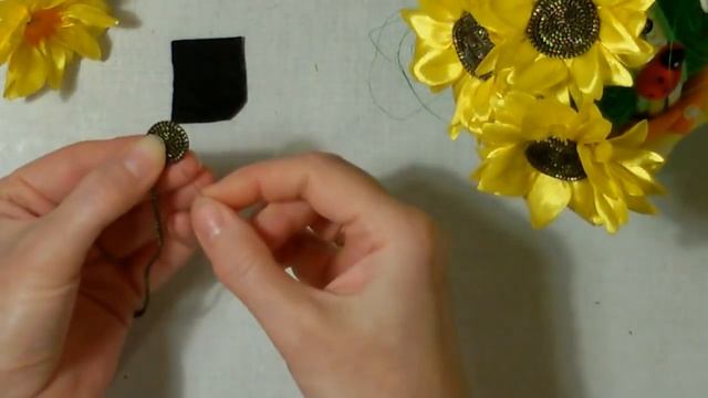 DIY Подсолнух из узкой ленты. Канзаши МК/DIY Sunflower from ribbons. Kanzashi смотреть онлайн
