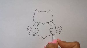 Как нарисовать кошку /кавайный котик/как нарисовать милое сердечко/