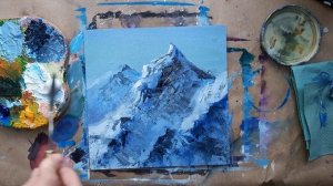 ЗАСНЕЖЕННЫЕ ГОРЫ |Как просто нарисовать мастихином✌