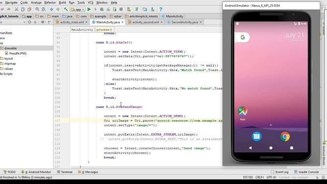 Sending Images Through Messages And Gmail Using Implicit Intents In Android