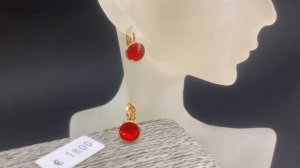 Earrings with red crystal | Серьги с красным кристаллом | Auskari ar sarkanu kristālu|Beautiquepoin