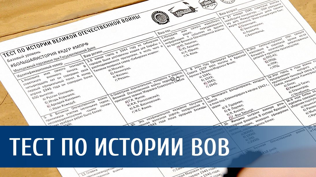 Тест по истории Великой Отечественной войны
