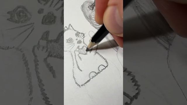 Девушка и кошка красят губы. Рисунок карандашом #манга смотреть онлайн