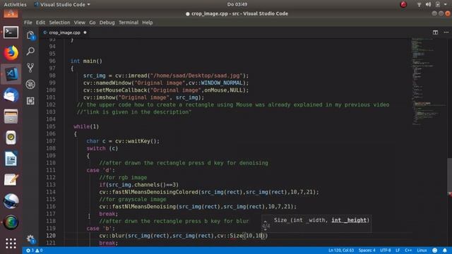 Step to step Implementation of Blur adnd Denoising of image using openCV C++