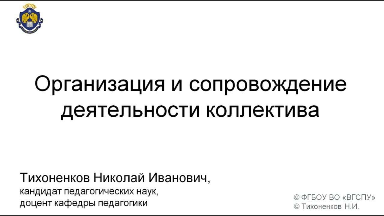 Организация и сопровождение деятельности коллектива