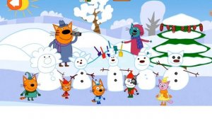 Three cats fun adventure game for kids..winter fun..home adventure and coast journey..
