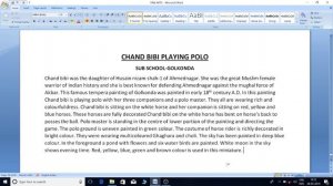 NOTES & IMAGE CHAND BIBI PLAYING POLO  OF DECCAN SCHOOL FINE ARTS CLASS 12TH