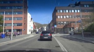 Driving through the city center of Hammerfest, Norway