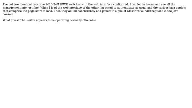 ProCurve 2610 Java error? смотреть онлайн